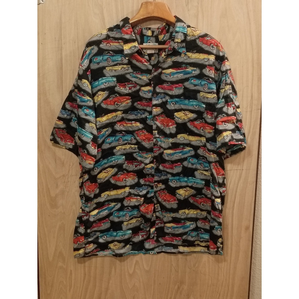 Reyn Spooner American Classics Vintage Car Print Cotton Shirt Mens XXXL Black